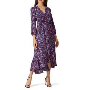 J. Crew Floral Midi Dress - Blue and Pink